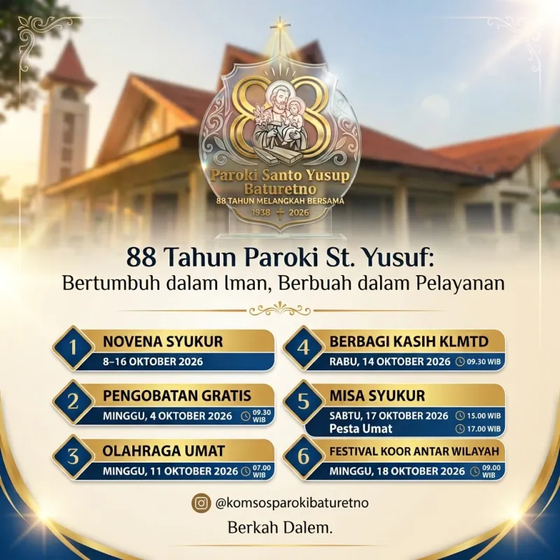 Agenda Kegiatan Ulang Tahun ke-88 Paroki St. Yusup Baturetno